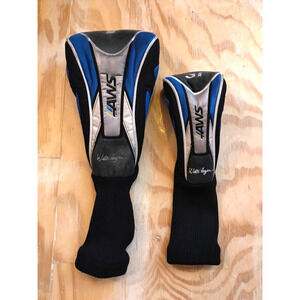 Walter Hagen AWS Golf Club Head Cover Sock Black Blue Silver 3i and 1w - Flaw